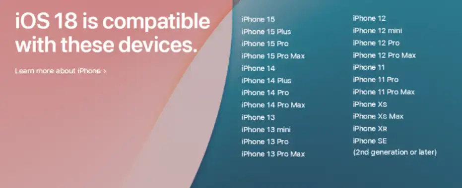 iOS18 업데이트 지원기기 목록