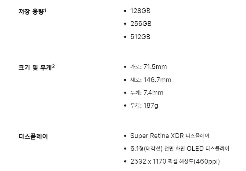 아이폰12프로 크기 및 무게 디스플레이