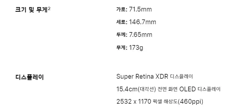 아이폰13 크기 및 무게 디스플레이 정보
