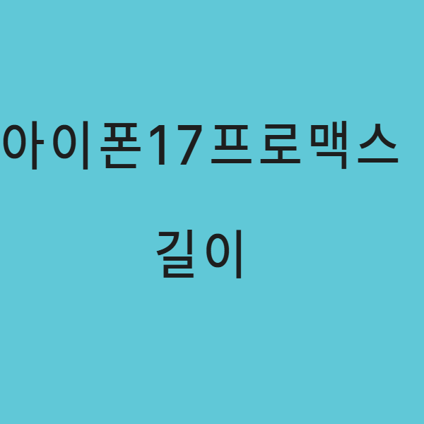 아이폰17프로맥스 길이