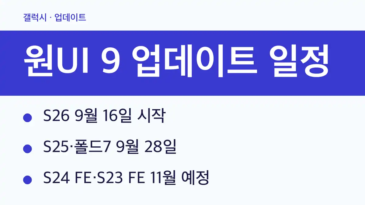 원UI 9 업데이트 일정 국내 모델별 표