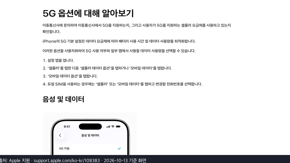 아이폰 5G SA NSA와 SA 차이